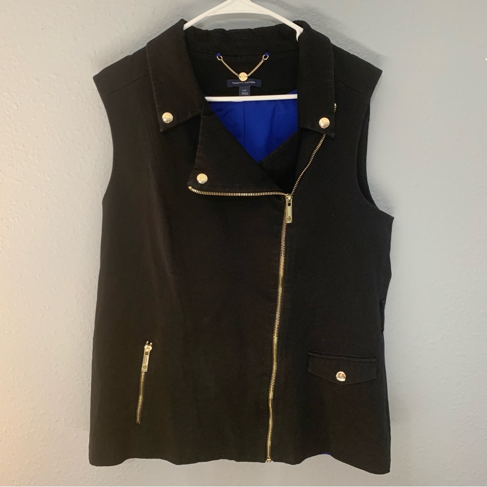 Tommy Hilfiger Black Moto Lined Vest Jacket